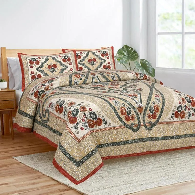 Simayaa Printed Cotton Bedsheet (Red) - 160 TC media 1