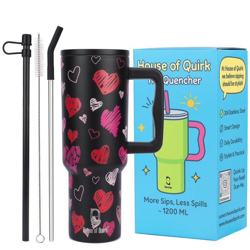 Heart Shale Stainless Steel Tumbler (1200 ML) - Black media 7