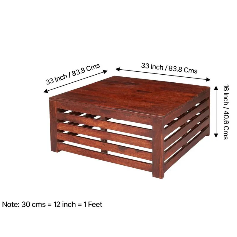 Qervon Sheesham Wooden Center Table - Deep Brown media 9