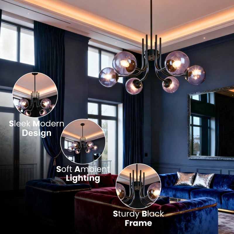 Smoky Globe Iron Sphere Ceiling Lamp - Black media 6