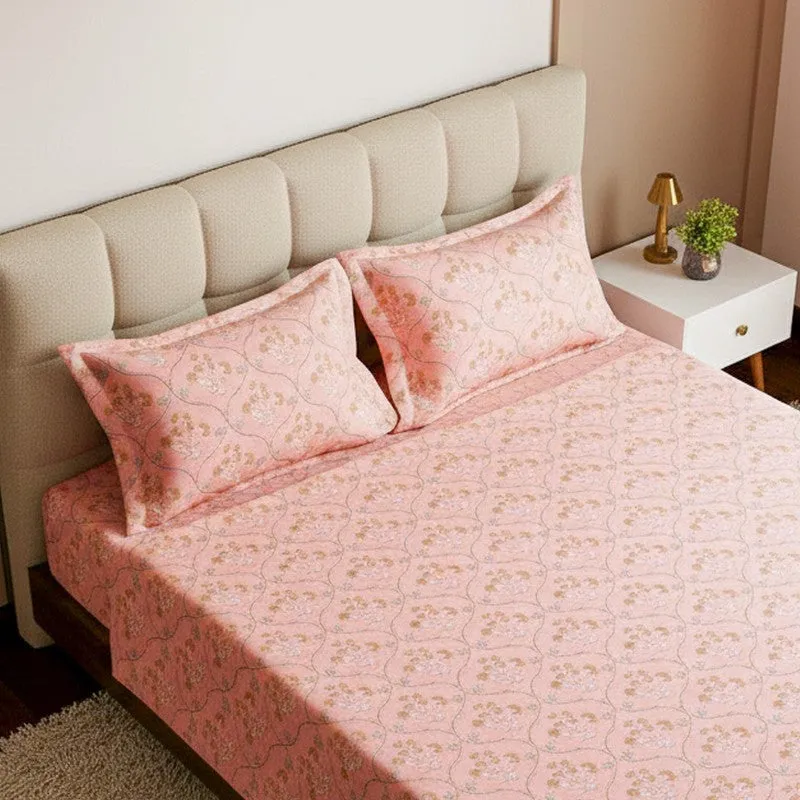 Rajsi Floral Cotton Bedsheet (Pink) - 200 TC media 3