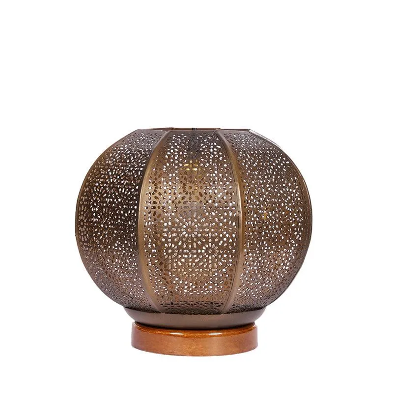 Nira Round Etched Metal Table Lamp - Gold media 4