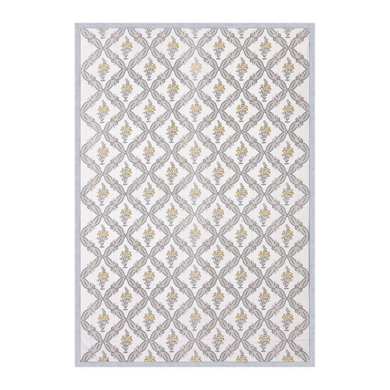 Nawabi Vibe Cotton Bedsheet (Grey, Yellow) - 180 TC media 4