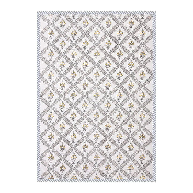 Nawabi Vibe Cotton Bedsheet (Grey, Yellow) - 180 TC media 4