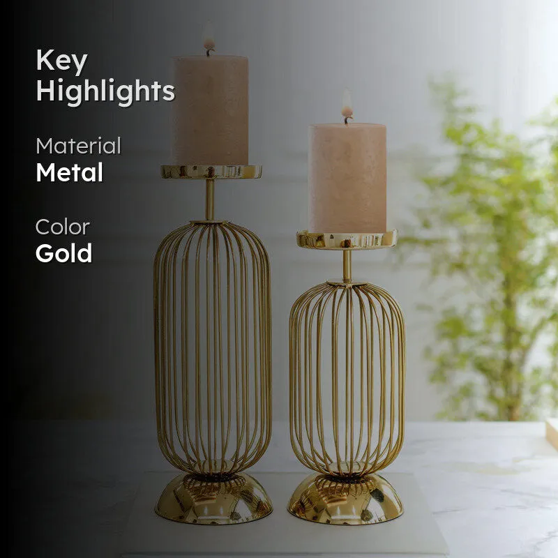 Aurin Metal Candle Holder - Set Of Two media 2