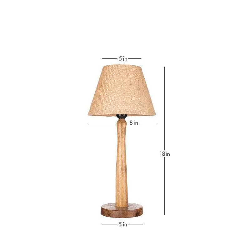 Classic Chic Fabric Table Lamp With Wooden Stand - Beige media 5