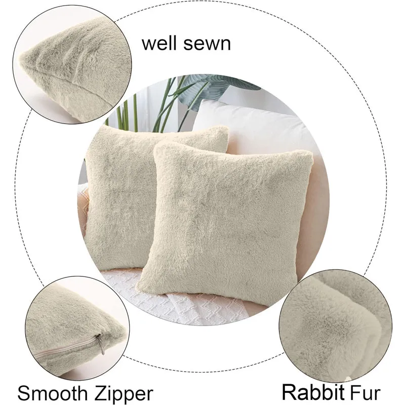 Fur Dual Cushion Cover Set (Beige) - Set Of Two media 5