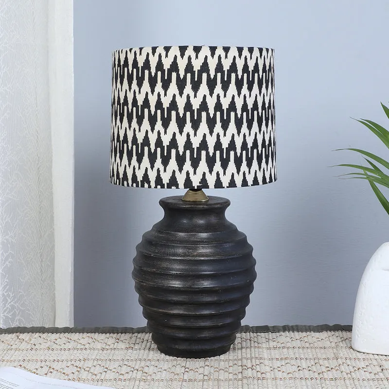 Chevronic Palmer Printed Mango Wood Table Lamp - Black,White media 2