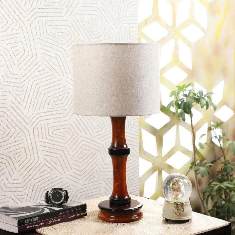Urbane Troton Fabric Table Lamp - White,Brown media 3