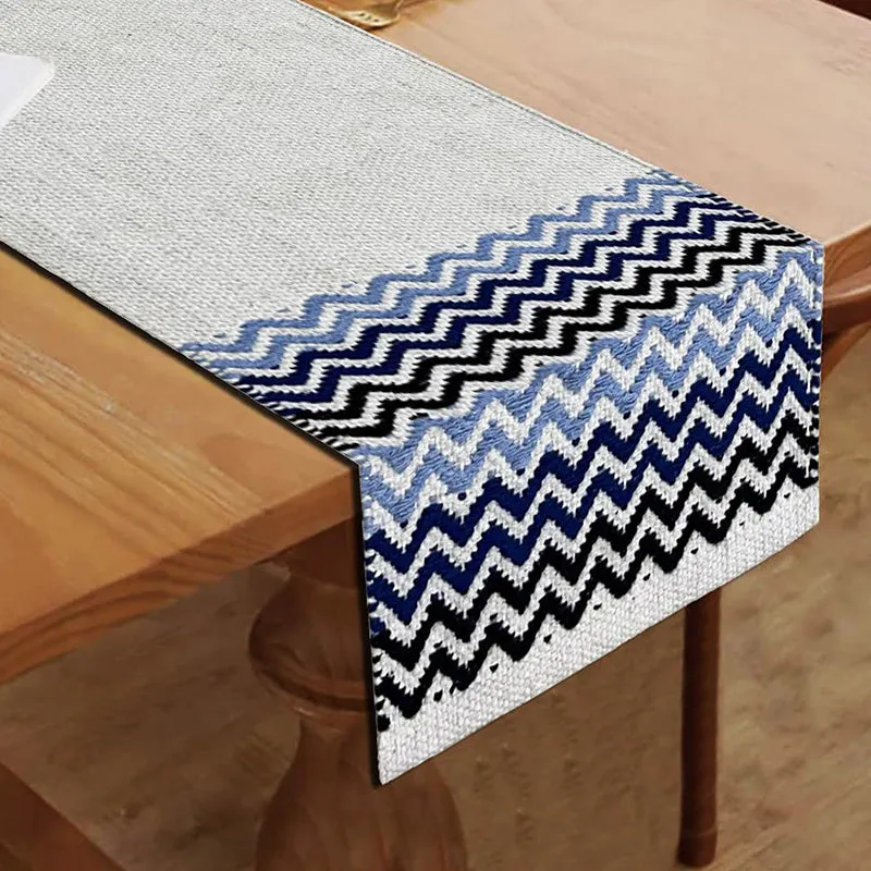 Zig Zag Peaks Chevron Cotton Table Runner media 3