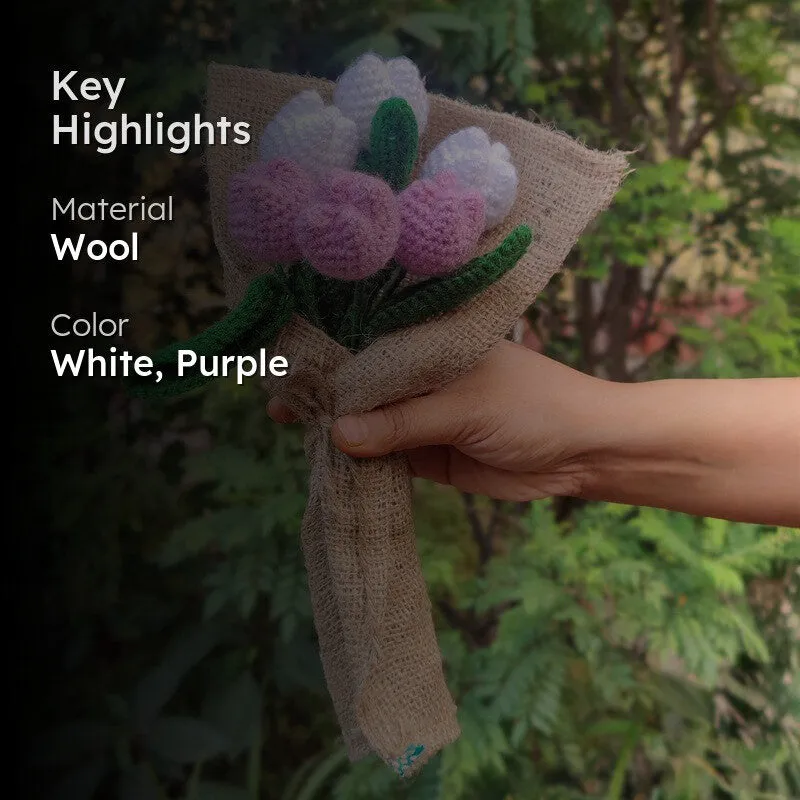 Crochet Handmade Rose Bouquet (Purple,White) - Set Of Six media 2