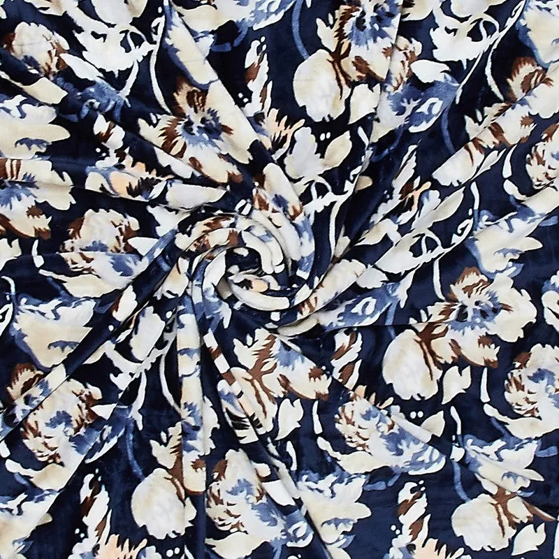 Monte Carlo Bluebloom Floral Print Polyester Blanket (Blue) - 350 GSM media 6