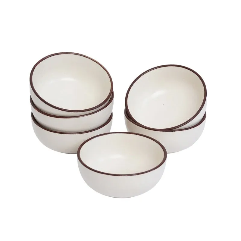 Swaad Katori Ceramic Snack Bowls (White, 180 mL Each) - Set Of Six media 4