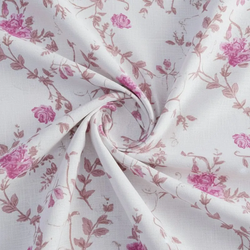 Catalina Floral Printed Cotton Bedsheet (Pink) - 180 TC media 5
