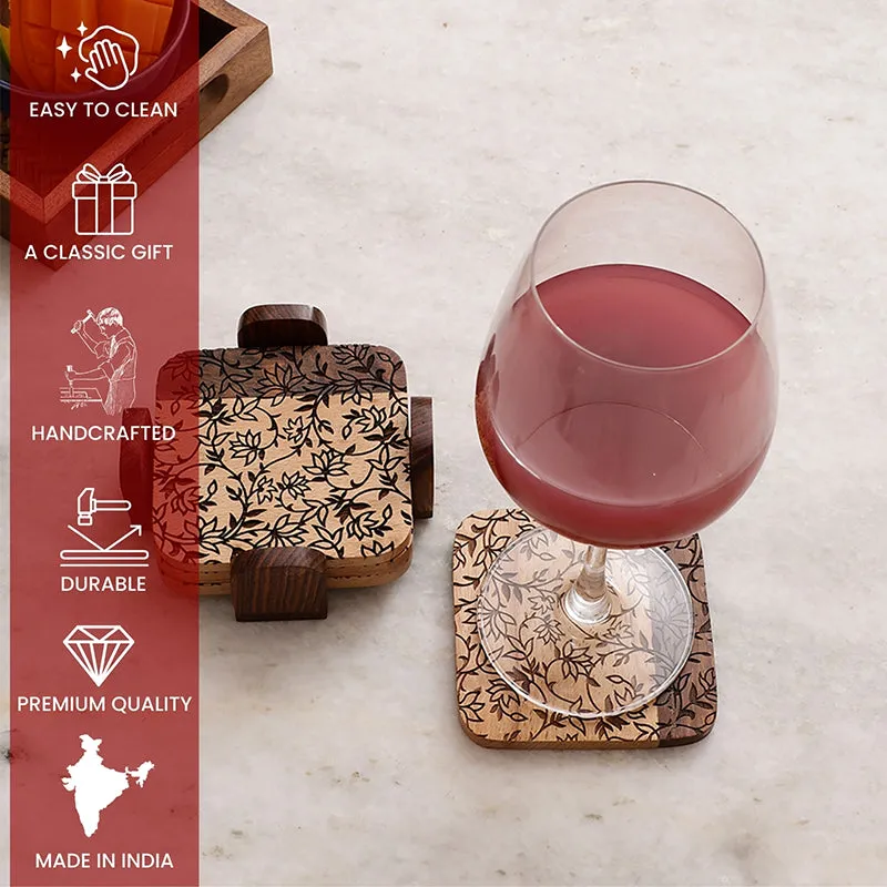 Sylvana Wood Coaster With Stand - Five Piece Set media 7