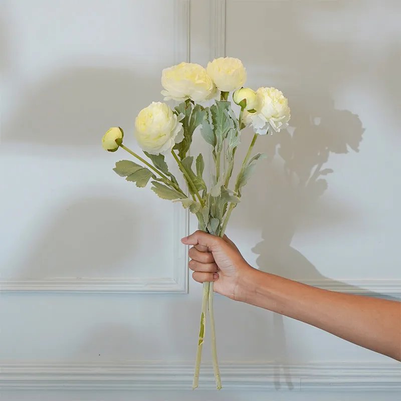Faux White Peony Flower Stick (20 CM) - Set Of Two media 1