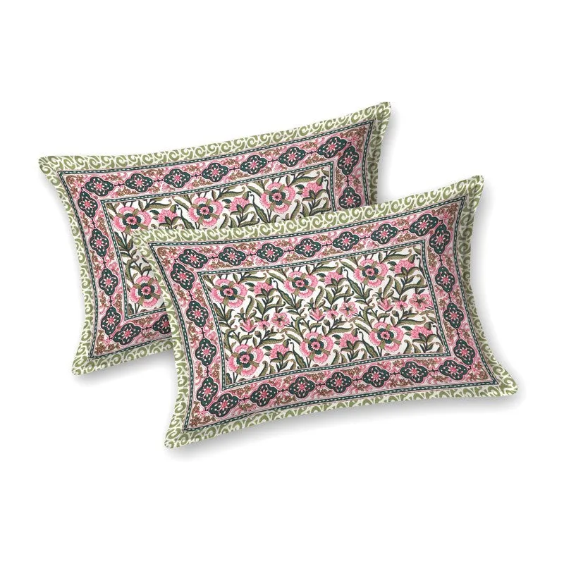 Gardenel Cotton Bedsheet (Pink,Green) - 240 TC media 4