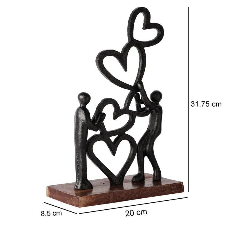 Heart Bloom Couple Aluminium Showpiece - Black media 7