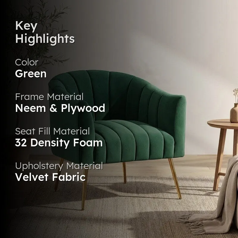 Plaino Neem Wood Accent Chair - Green media 2