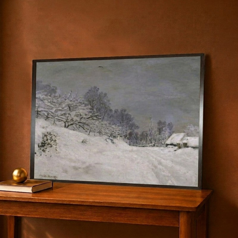 Near Honfleur Snow Canvas Wall Painting - 12 x 9 Inches