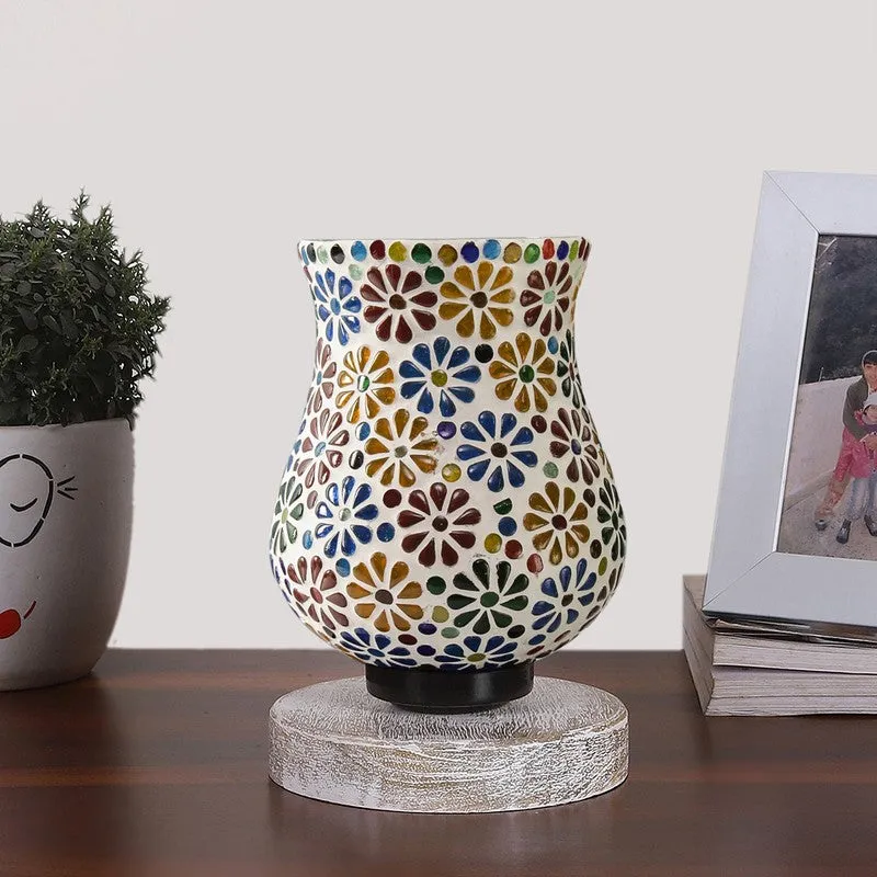 Lumessa Mosaic Glass Table Lamp With Wooden Base - Multicolor media 4