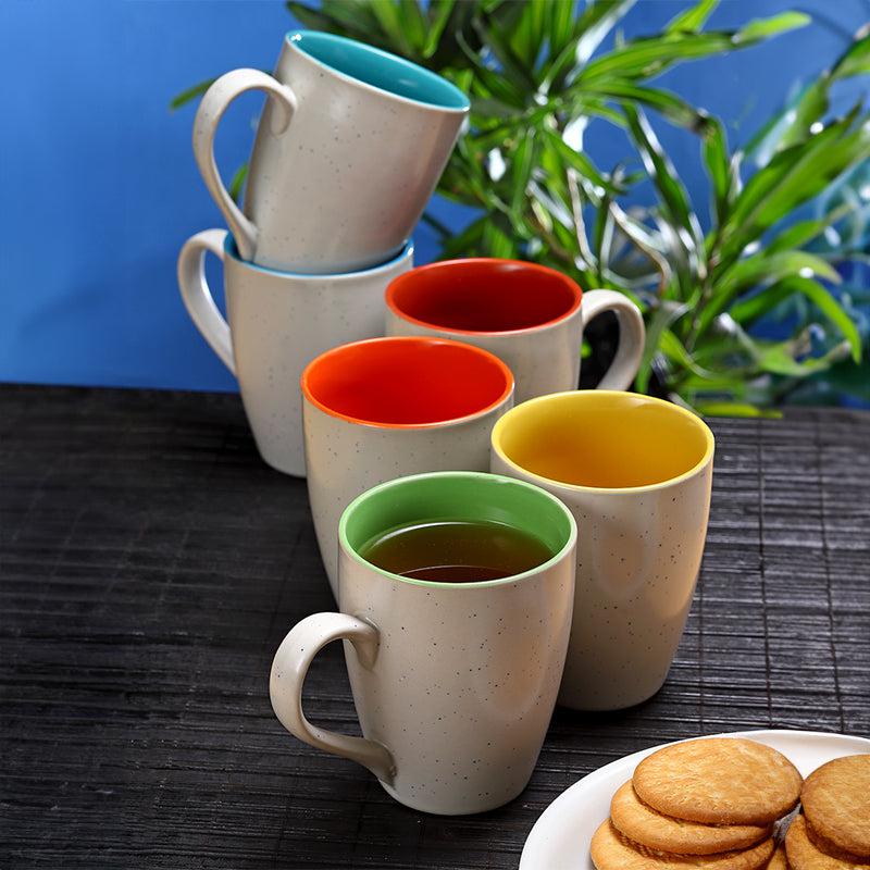 Nitna Ceramic Coffee Mug (250 mL Each) - Set of Six