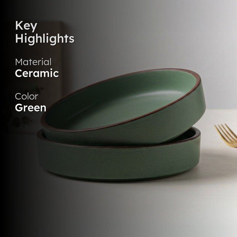 Whimsi Ceramic Salad Bowl (600 mL Each,Green) - Set Of Two media 2