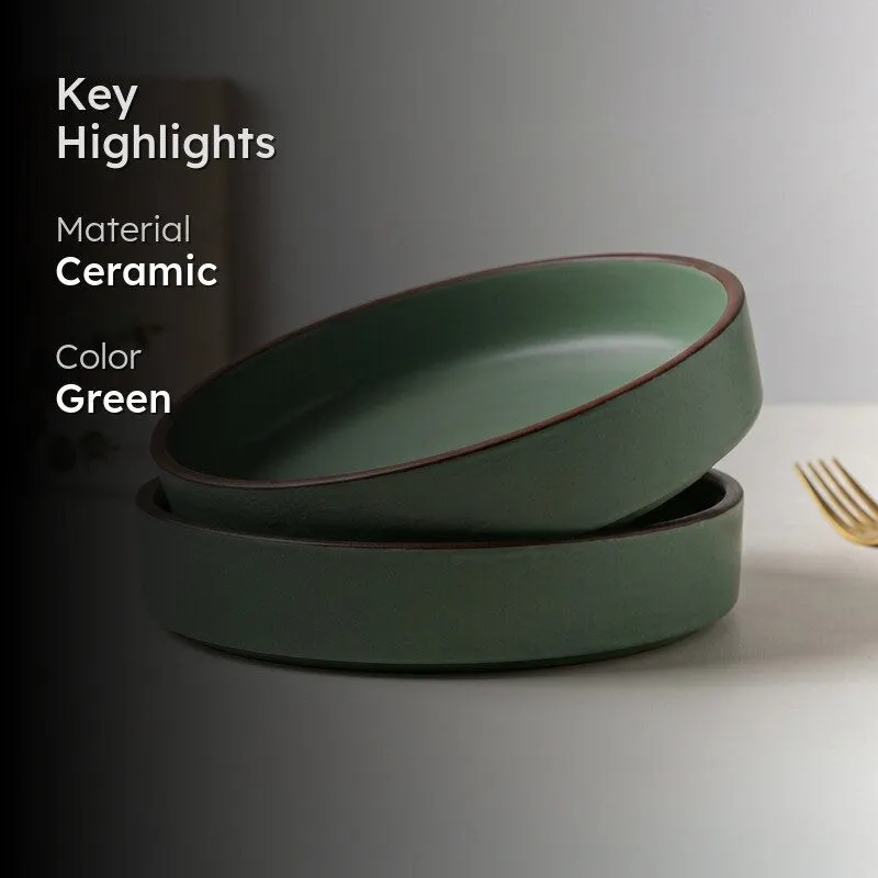 Whimsi Ceramic Salad Bowl (600 mL Each,Green) - Set Of Two media 2