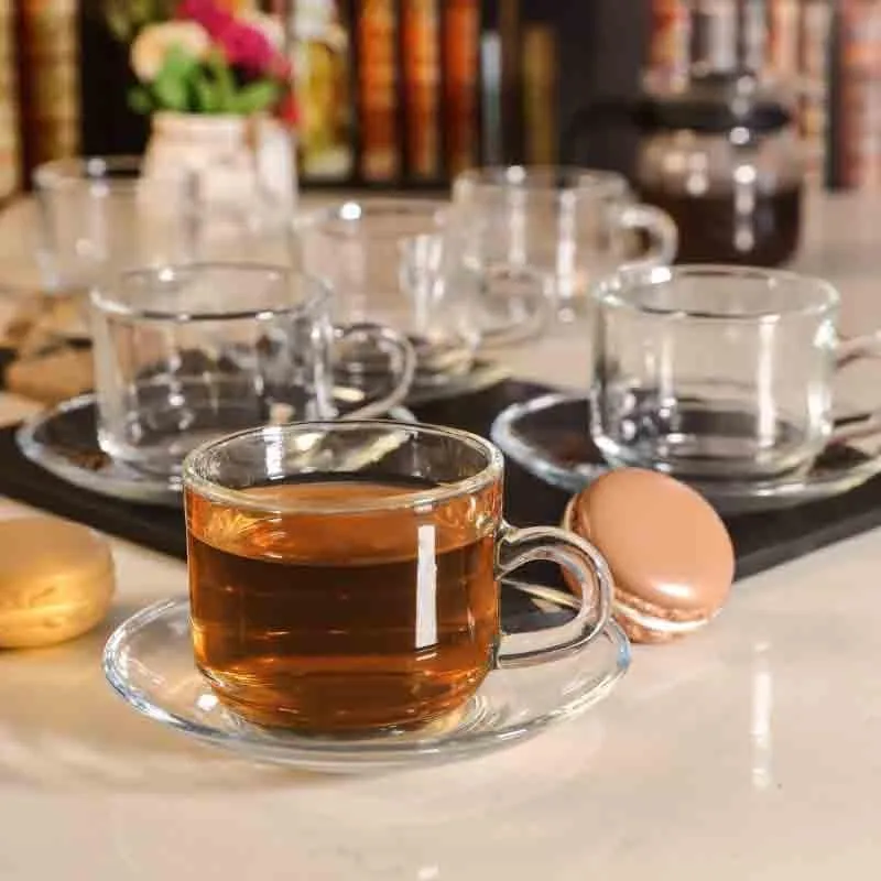 Revvy Glass Cup and saucer (180 mL Each) - Set of Six media 3