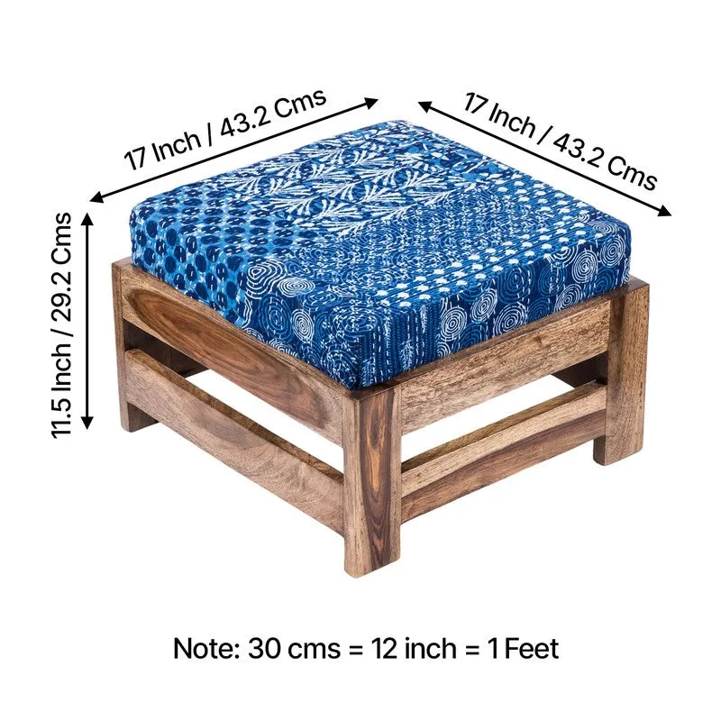 Lirox Sheesham Wooden Bench with Stool (Blue) - Two Piece Set media 11
