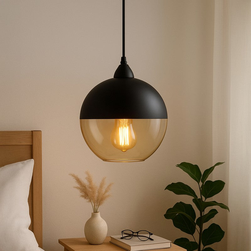 DuoTone Globe Glass Ceiling Lamp - Black