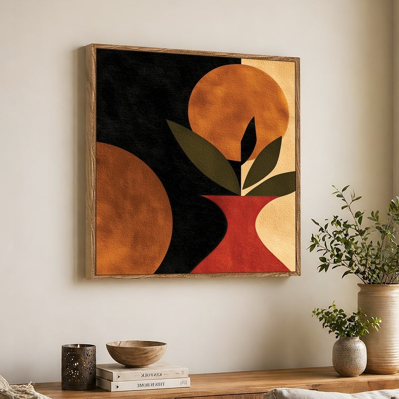 Earthn Leaf Canvas Wall Art With Frame