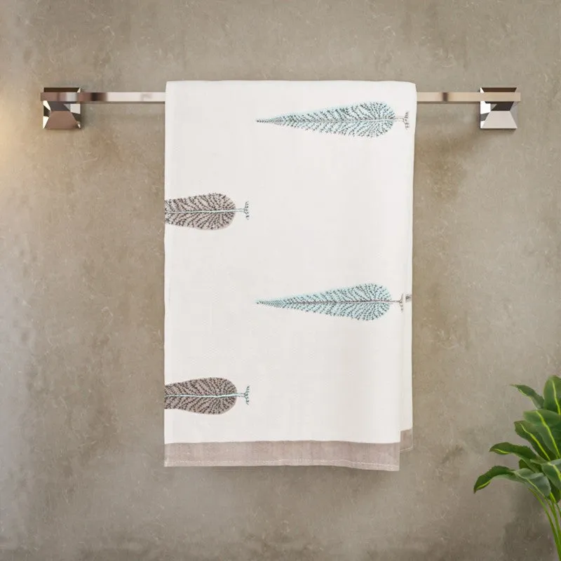 Palm Whisper Cotton BathTowel - Blue & White media 3