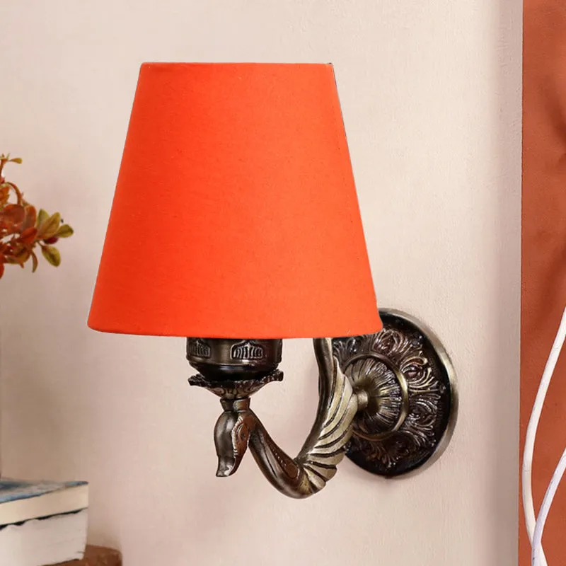 Amro Retro Conical Fabric & Metal Wall Lamp - Orange media 3