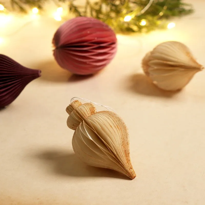 Fig Living Christmas Ornaments (Off (White & Gold Glitter) - Pack Of Three) - Set Of Three media 7