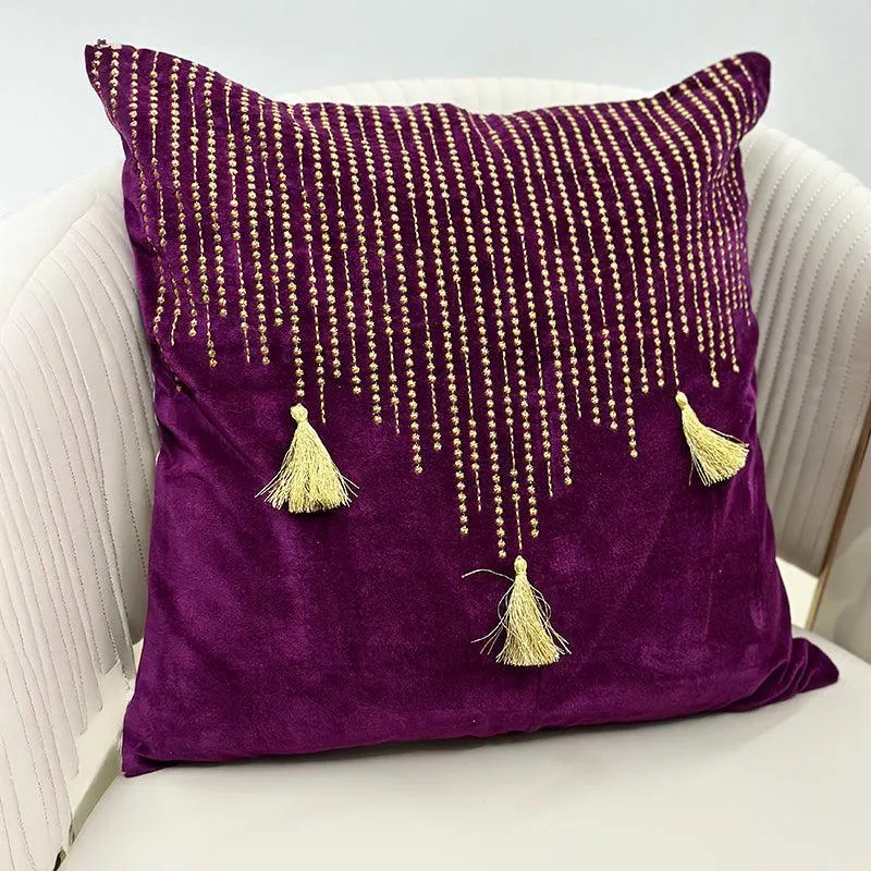 Needlecraft Embroidered Cotton Cushion Cover - Dark Maroon media 4