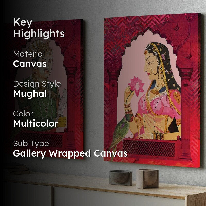 Shah Jahan Aur Mumtaz Canvas Wall Painting - Set Of Two media 2