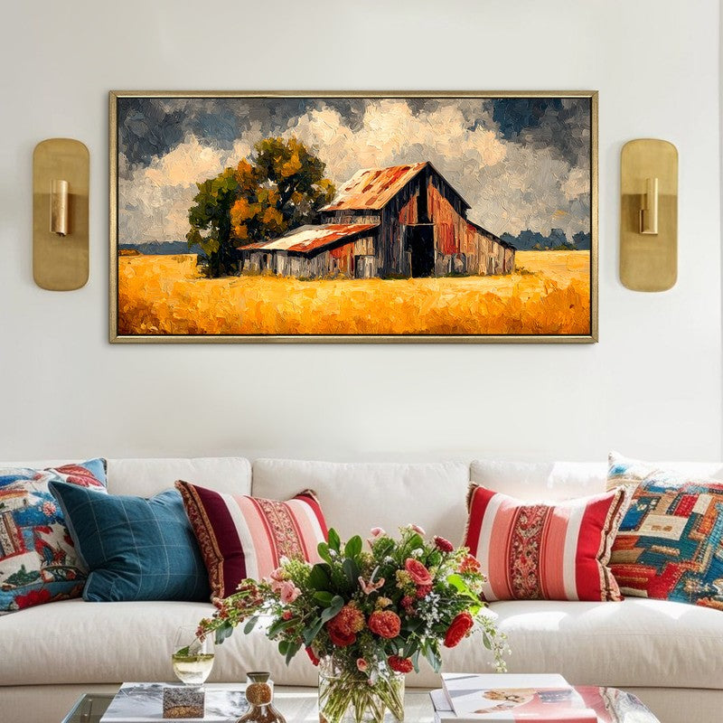 Amber Leaves Canvas Wall Painting With Frame