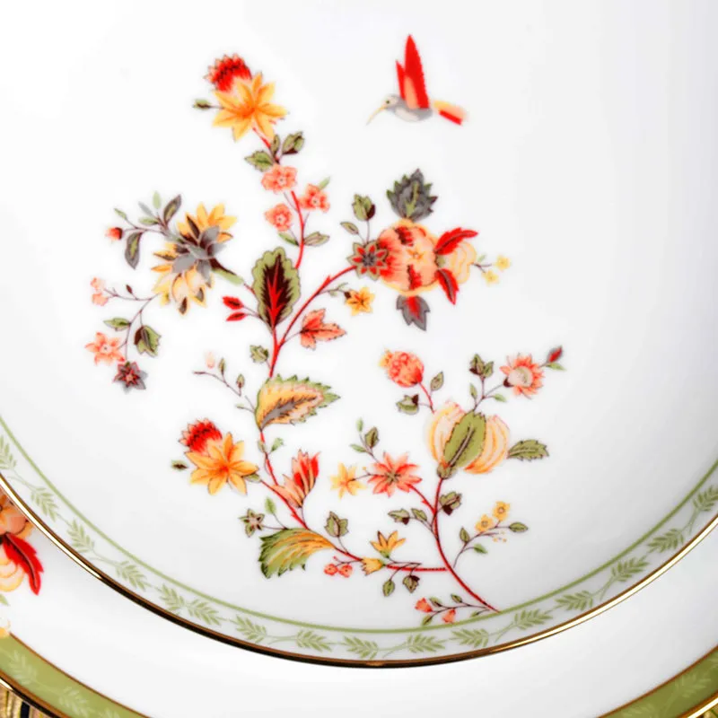 Painted Blooms 24k Gold Brushed Porcelain Dinner Set - 21 Piece Set media 10