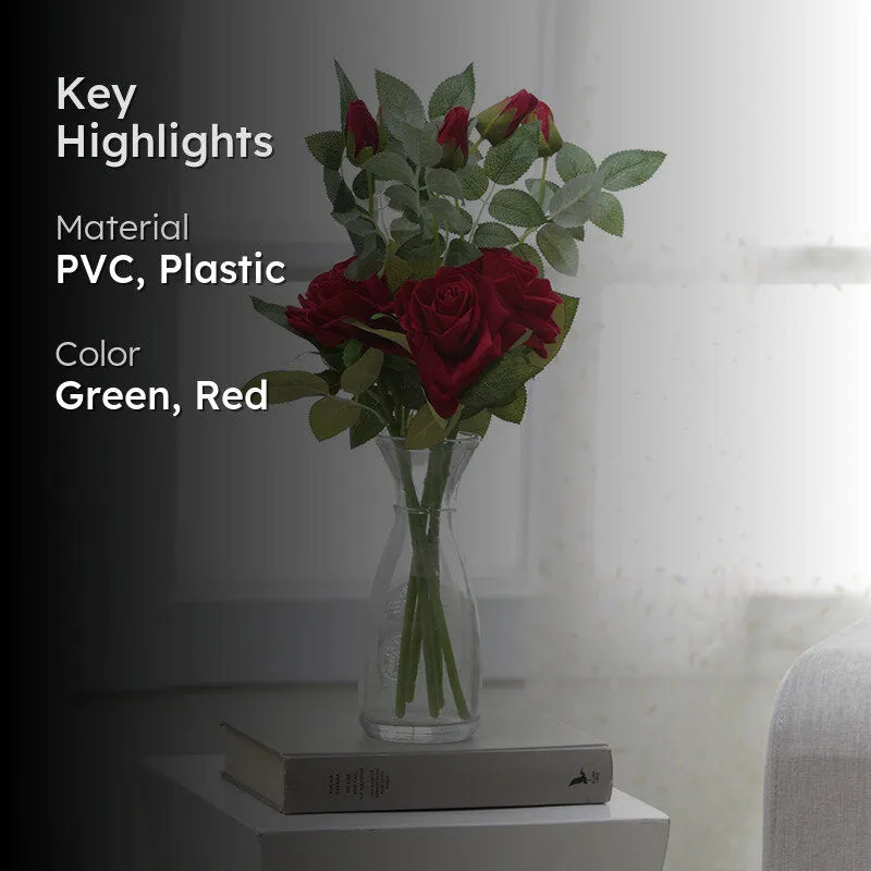 Faux Red Rose Sticks - Set Of Six media 2