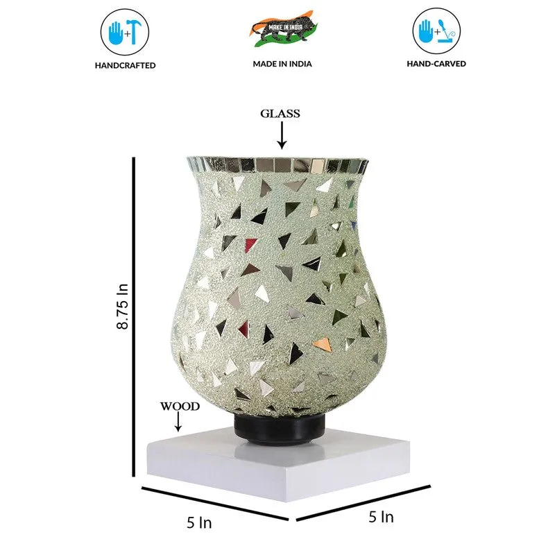 Glimelle Mosaic Glass Table Lamp With Wooden Base - Multicolor media 9