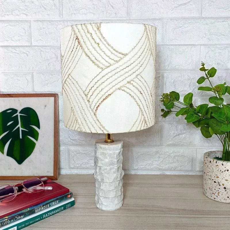 Whimsy Waves Sculpt Hand Crafted Fabric Table Lamp - White media 3