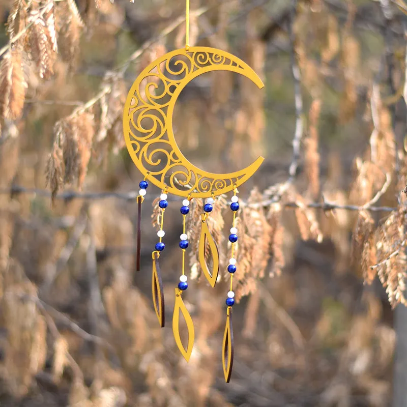Carved Crescent Dream Catcher - Yellow media 3