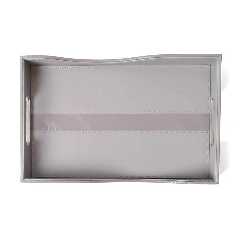 Veltrix Faux Leather Serving Tray - Grey media 6