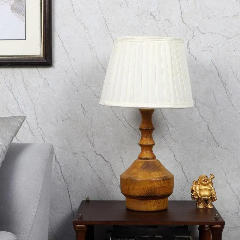 Vesara Meiji Fabric Table Lamp - White,Brown media 3
