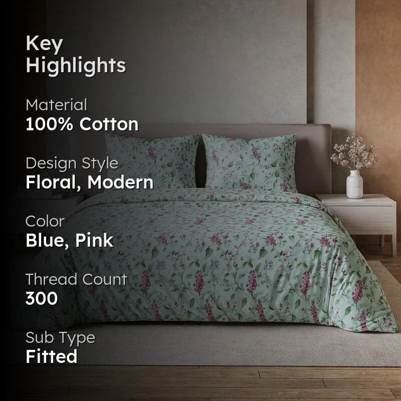 Bressie Botanica Fitted Cotton Bedsheet - 300 TC media 2