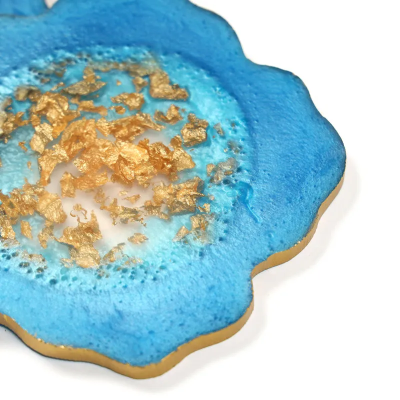Gold Fleck Resin Coaster (Blue) - Set Of Two media 6