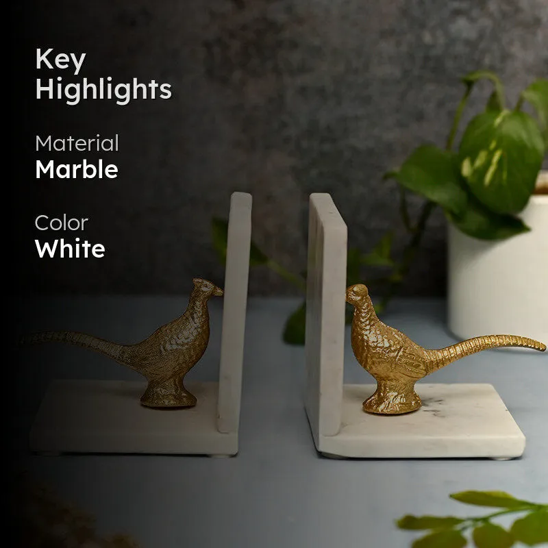 Heva Marble Bird Bookend media 2