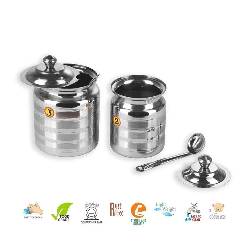 KitchenAura Steel Ghee Pot - Set Of Two media 5