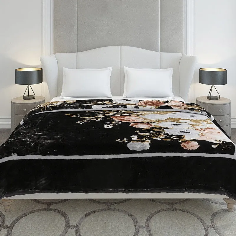 Monte Carlo Midnight Blossom Blanket(Black,Beige) - 947 GSM media 4